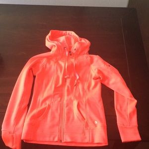 Yoga/ workout zip up jacket with hood.